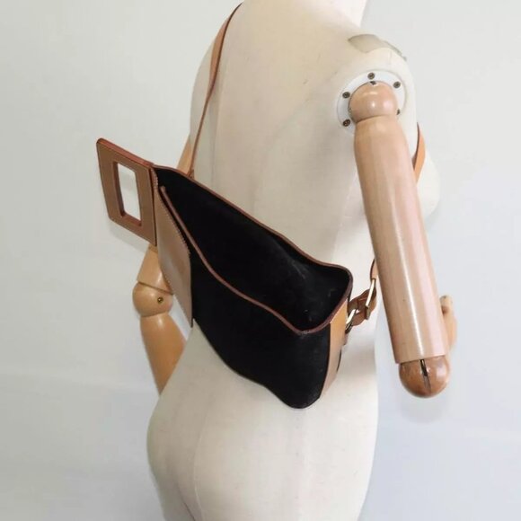 CELINE C Macadam Canvas Shoulder Bag Suede Black Auth - Picture 1 of 16